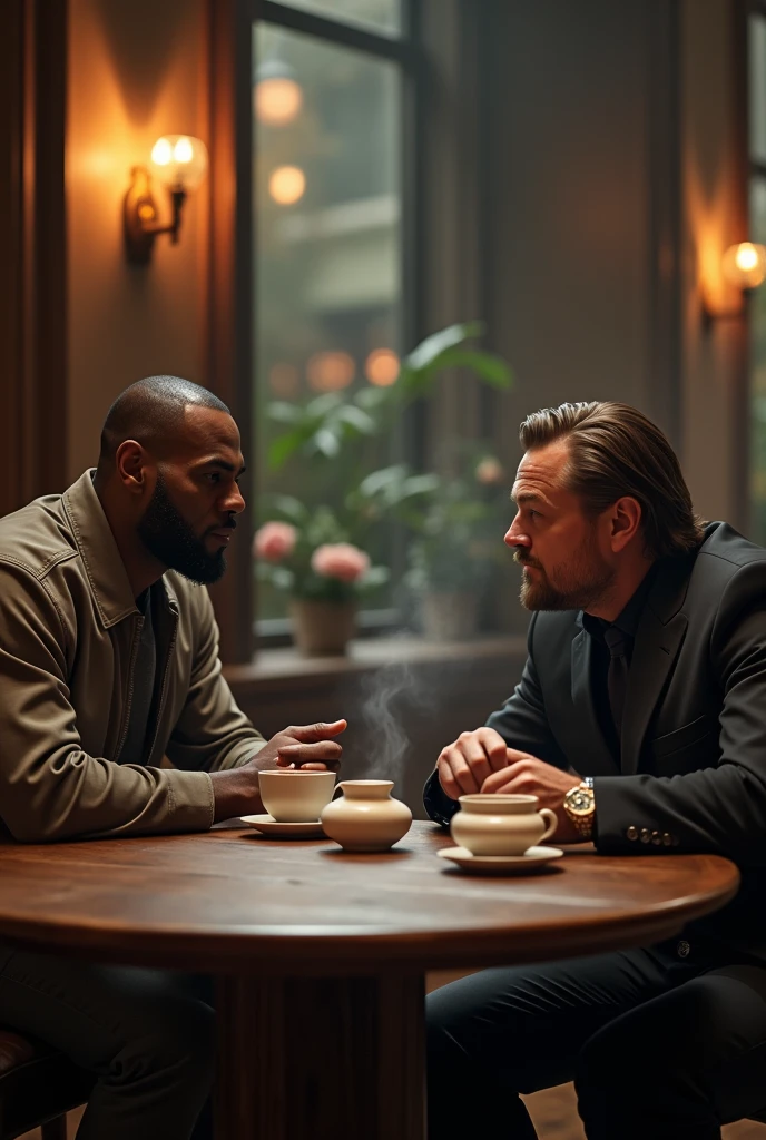 Lebron James taking a tea with Di Caprio
