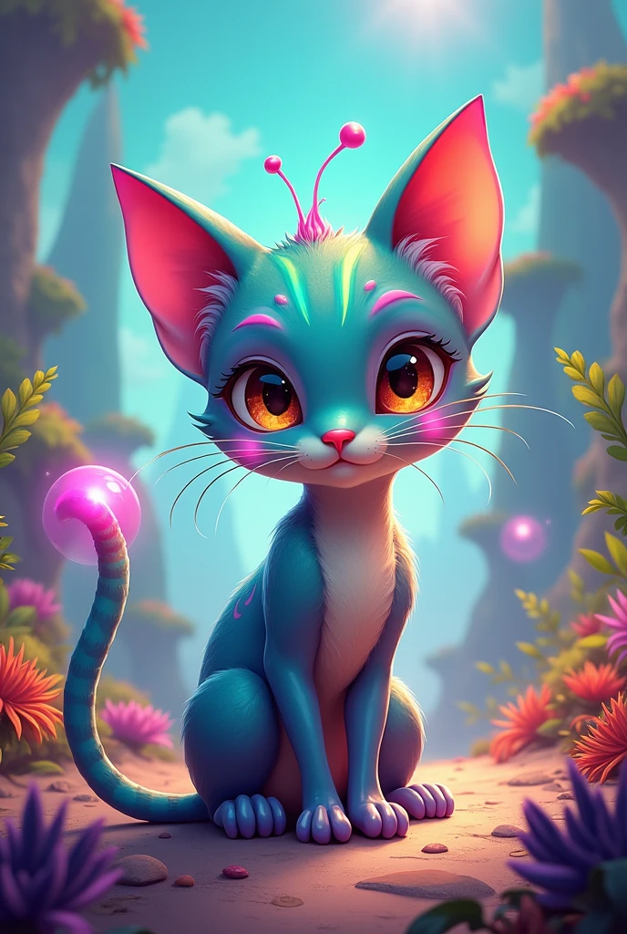 Create me a funny alien cat