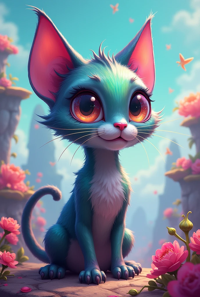 Create me a funny alien cat