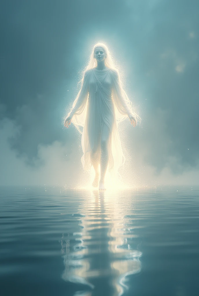 a holy spirit of light walking on the water