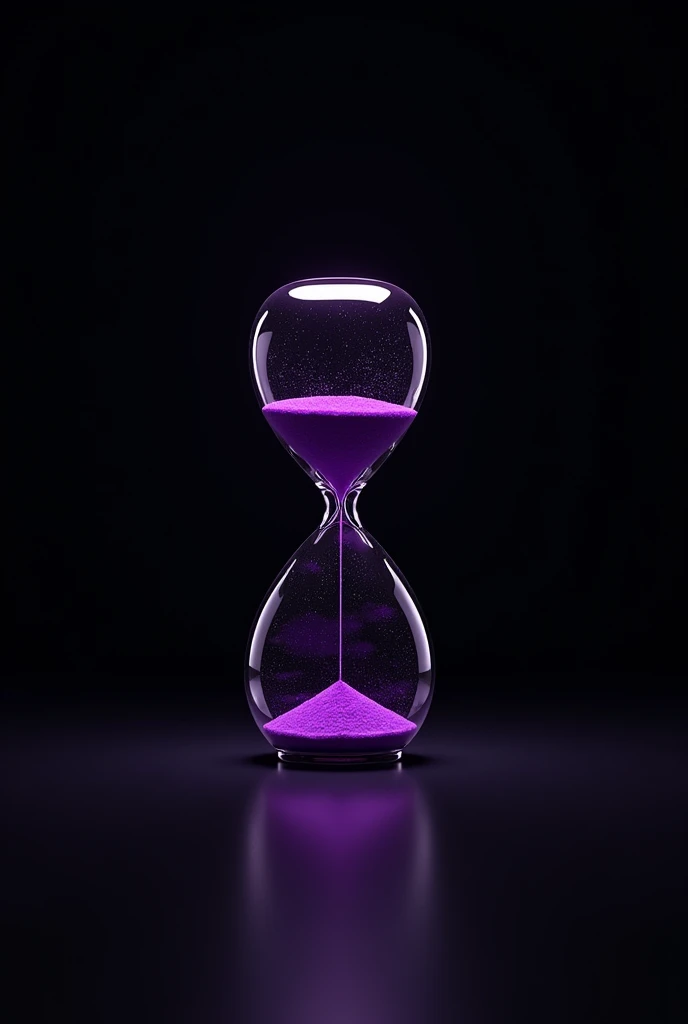 hourglass with purple accents on a black background