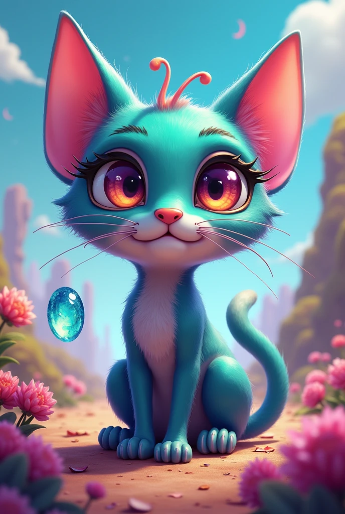 Create me a funny alien cat 