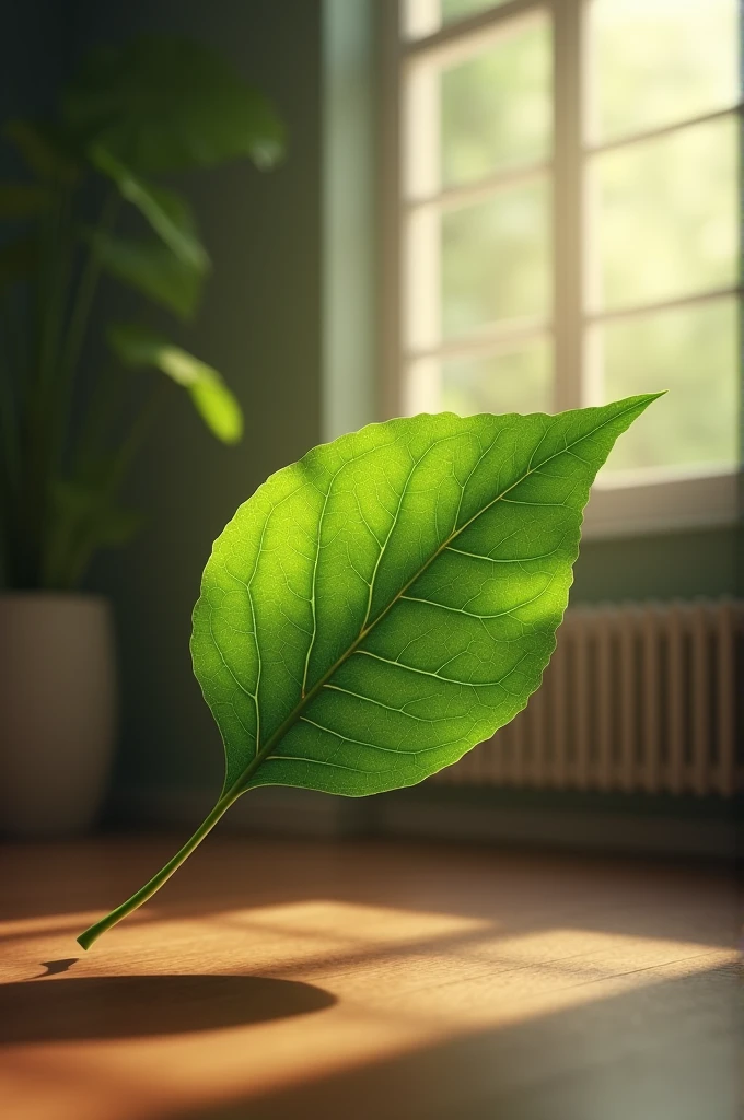 Leaf of tree dancing in the room