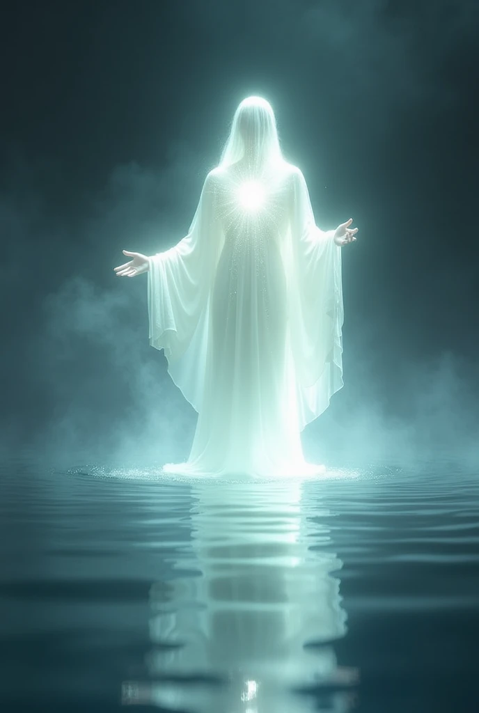 a holy spirit of light , but without being feminine or masculine form, Like a ghost, walking through the water