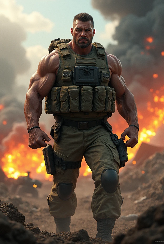 Buff army man in war