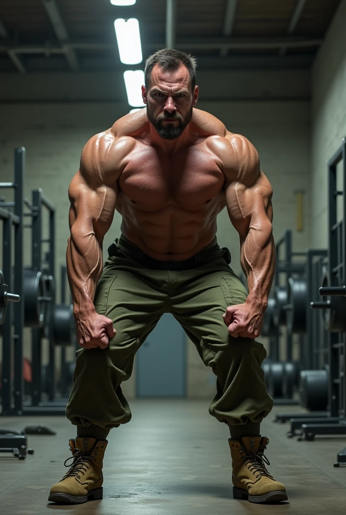 Buff army man training physical