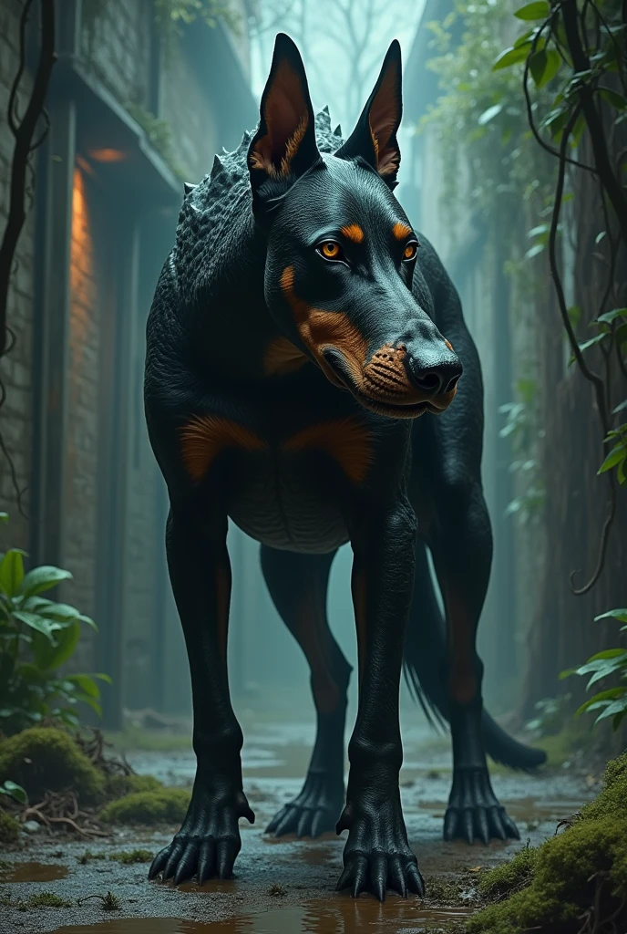 half crocodile half doberman