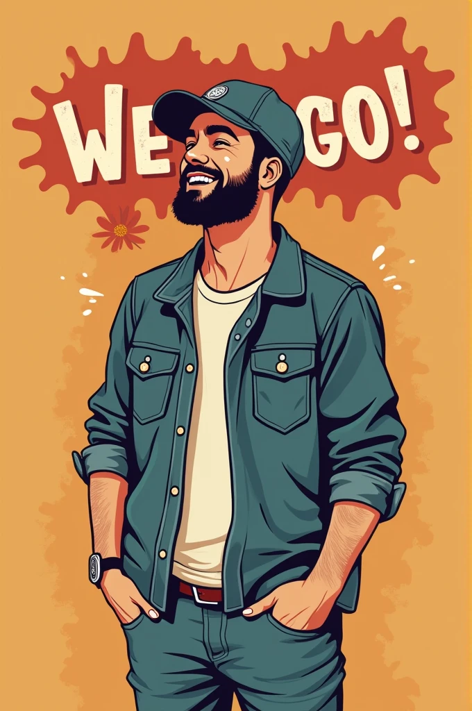 make a design like a company logo for the word wee go!! with a person
