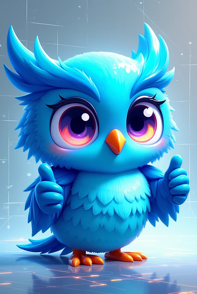 Blue owl cartoon character, app design, cyber set, based on children's drawing dd, transparent background, cryptocurrency, advanced digital chibi art, eagle, luxury mascot, bright, humanoid, artist's interpretation, computer drawing, test screen , cryptopunk, toddler, Argo, Cute design, no background, cardboard cutout, Locklegion, Thumbs up
