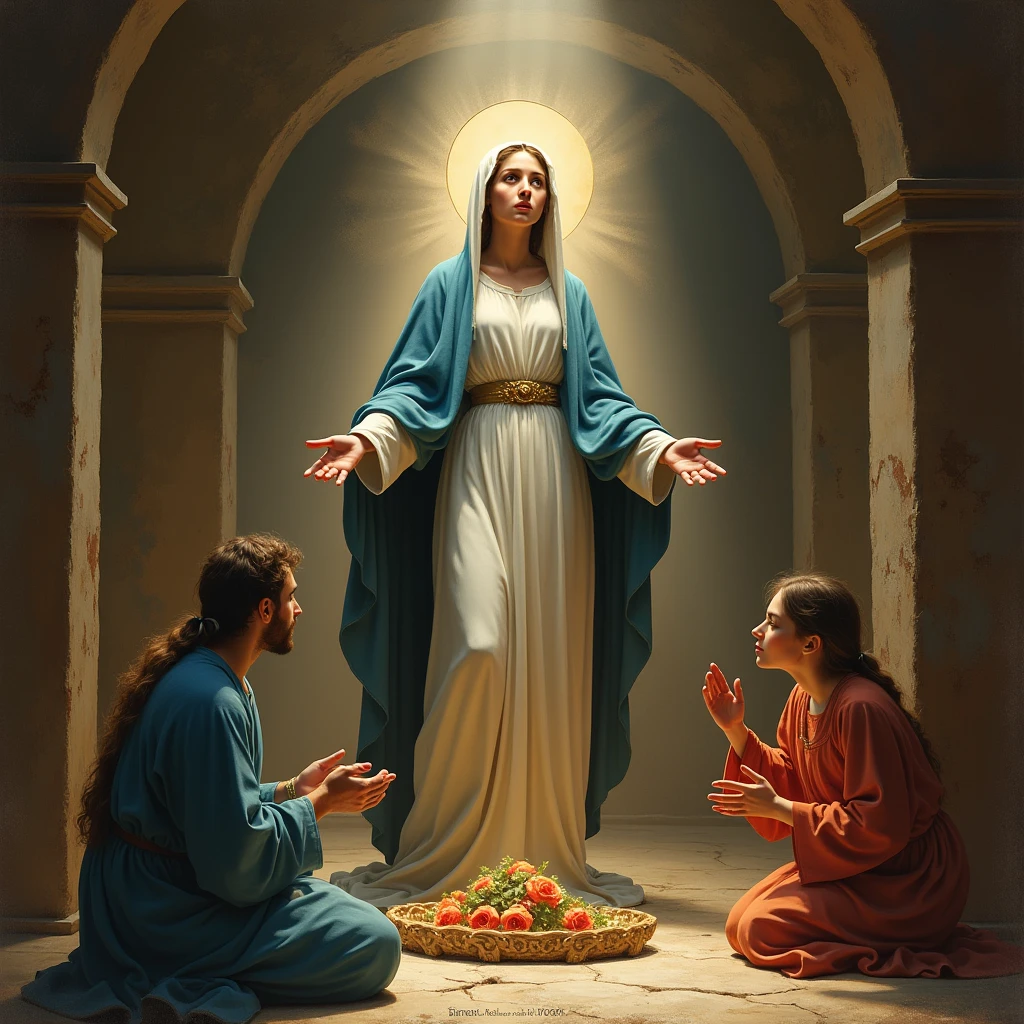 VIRGIN MARY pregnant being conceived by the holy spirit