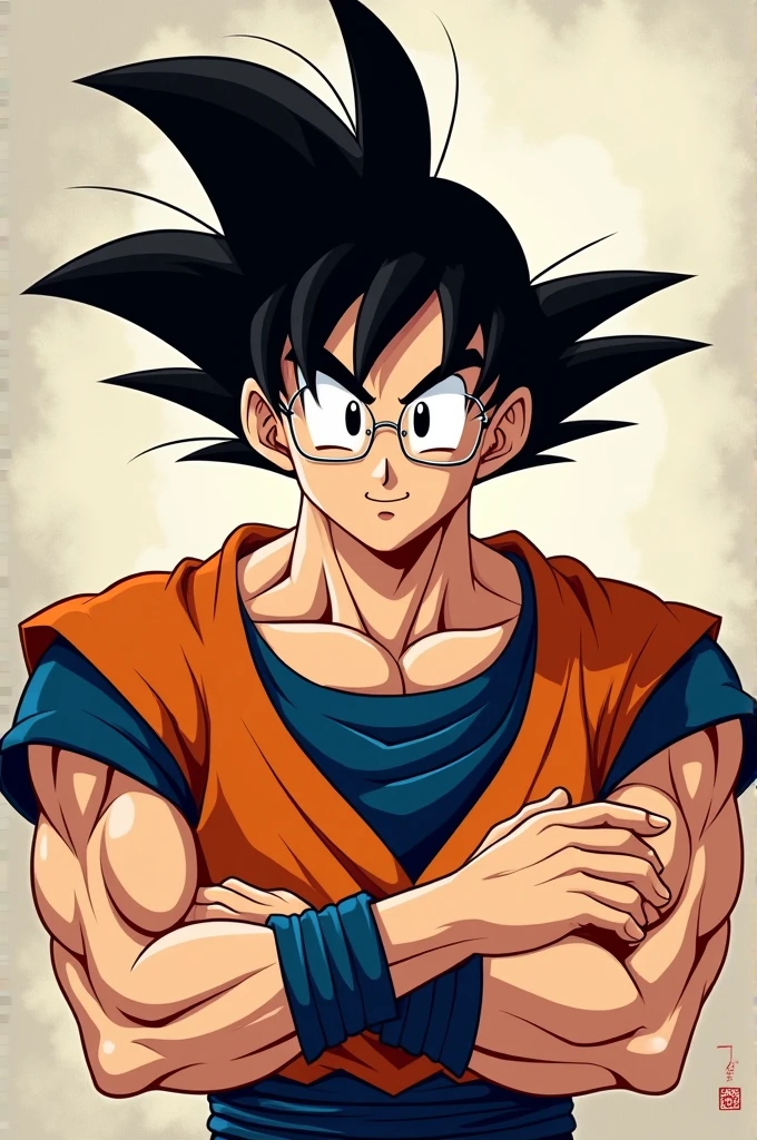 Goku manga with glasses thoughtful🤔