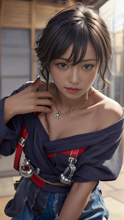 Highest quality,masterpiece,Ultra-high resolution,(Realistic:1.4),One person,shoulder,Charm,Looking into the camera,
