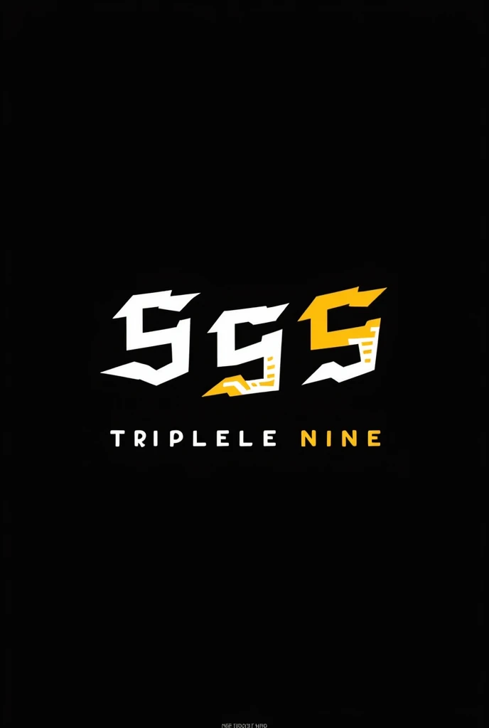 Create a black team logo with white and yellow details that says &#39;&#39;Triple Nine&#39;&#39; and also has &#39;&#39;999&#39;&#39; written on it.