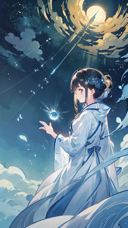(((masterpiece))), (((Highest quality))), ((Very detailed)), (Highly detailed CG illustrations), ((Very delicate and beautiful)),(From the side),Cinematic Light,A girl climbs into the cockpit、Black Hair、long、Boarding a small spaceship,In the cockpit,Starry Sky, Big Clouds,colored glaze,Golden Universe,Space Station、Preparing for takeoff、Spacesuit、Aiming for Andromeda、Lonely smile,Good luck,Close the hatch,Complex Instrumentation、White Mask、High saturation