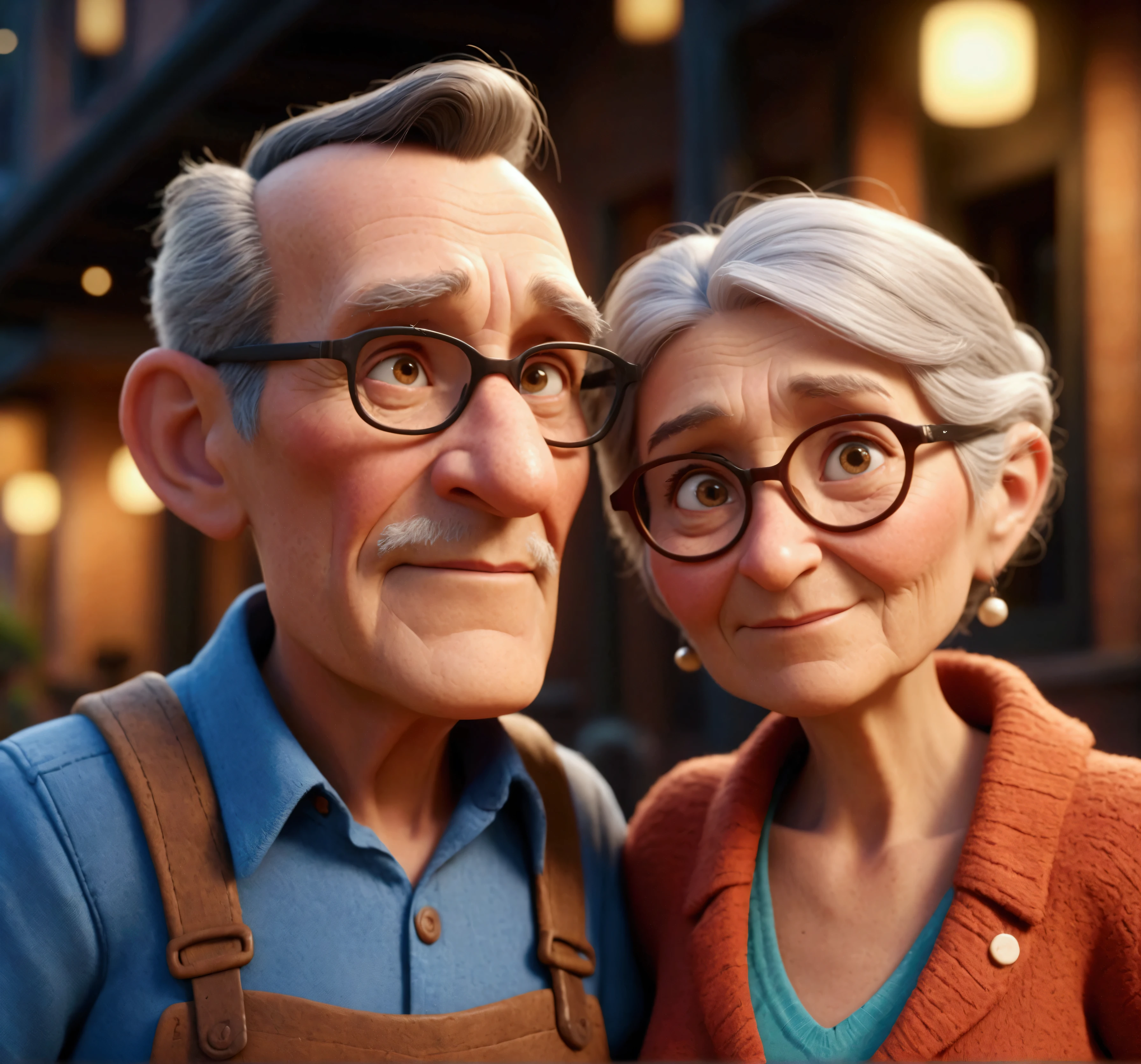  two old  square, animated old people, stylized characters, animation style rendering, 3D stylized, Representation of Arnold Maya, Stylized 3D rendering, cartoon rendering screenshot, 3D character, 3D character, Stylized 3D rendering, 3d character rendering, cartoon character, Close-up character, Character pose, (pixar style) (master part:1.2) (bokeh) (Best Quality) (detailed skin) (detailed texture) (8k) (clay) (cinematic lighting) (sharp focus