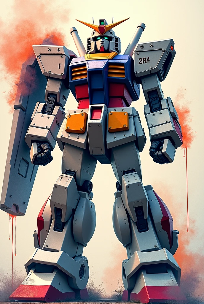 Photorealistic style, digital art of (God Gundam hyper realistic), official art, front, smile, masterpiece, beautiful, ((watercolor)), face painting, ink splash, intricate details. Very detailed eyes, [drip:0.5], trend in Artstation, Rachel Walker