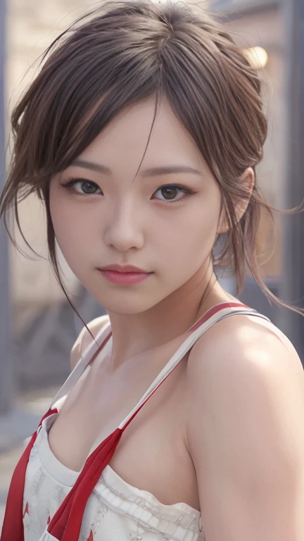 Highest quality,masterpiece,Ultra-high resolution,(Realistic:1.4),One person,shoulder,Charm,Looking into the camera,