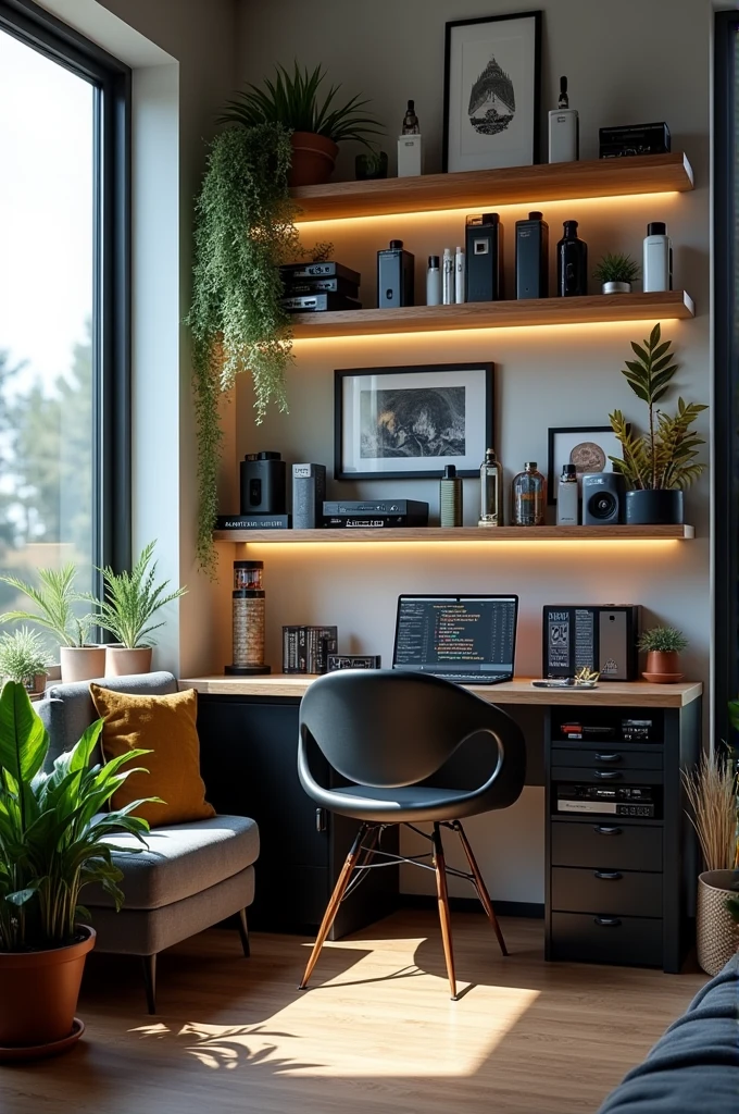 Create a youth room , which has shelves or racks with various electronic cigarettes or vaporizers 