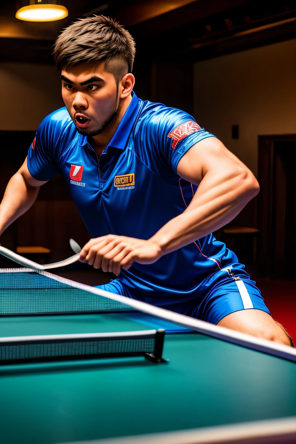 ((Highest quality)), (detailed),Person playing table tennis,smash,Full Strength