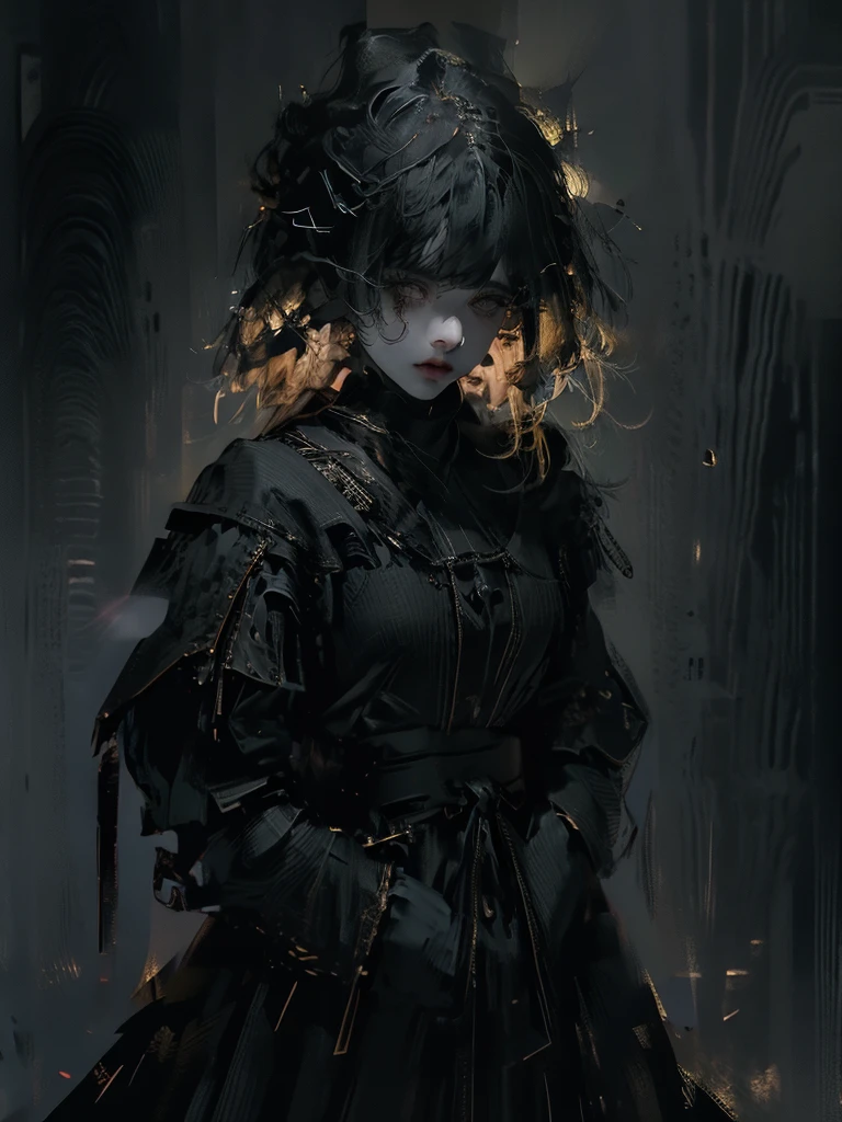 Runic Background、Wearing a black robe、Mage's Clothing、golden hair color、look at the viewer、masterpiece、cute woman、Wearing elegant school clothes