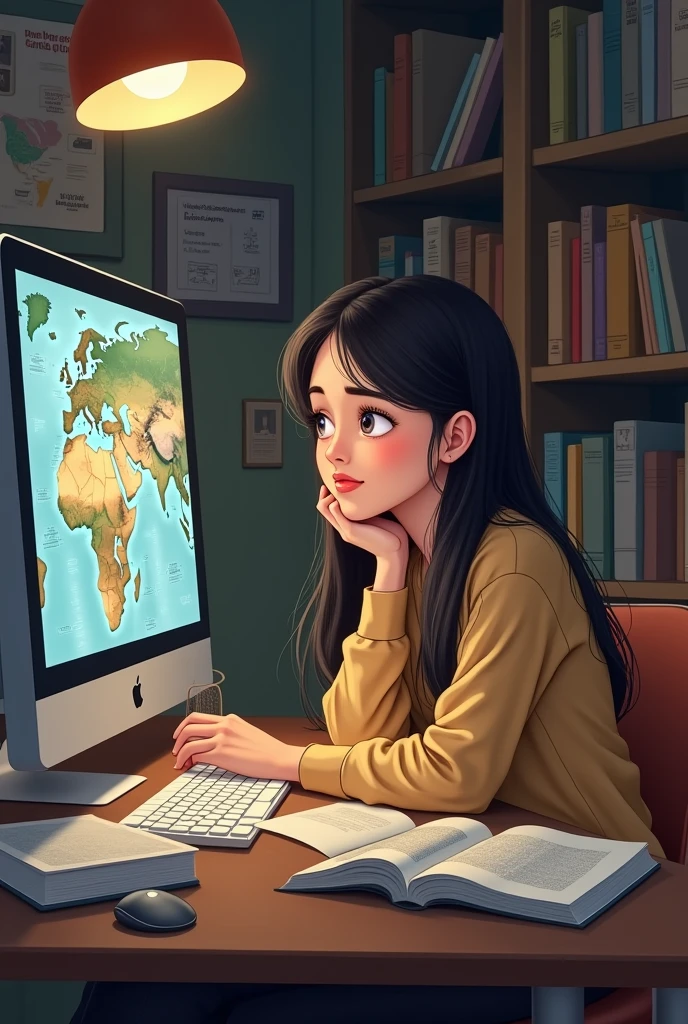Kazakh girl preparing to UNT exam, study Geography with couse Geonline by Damir Samarkhanov