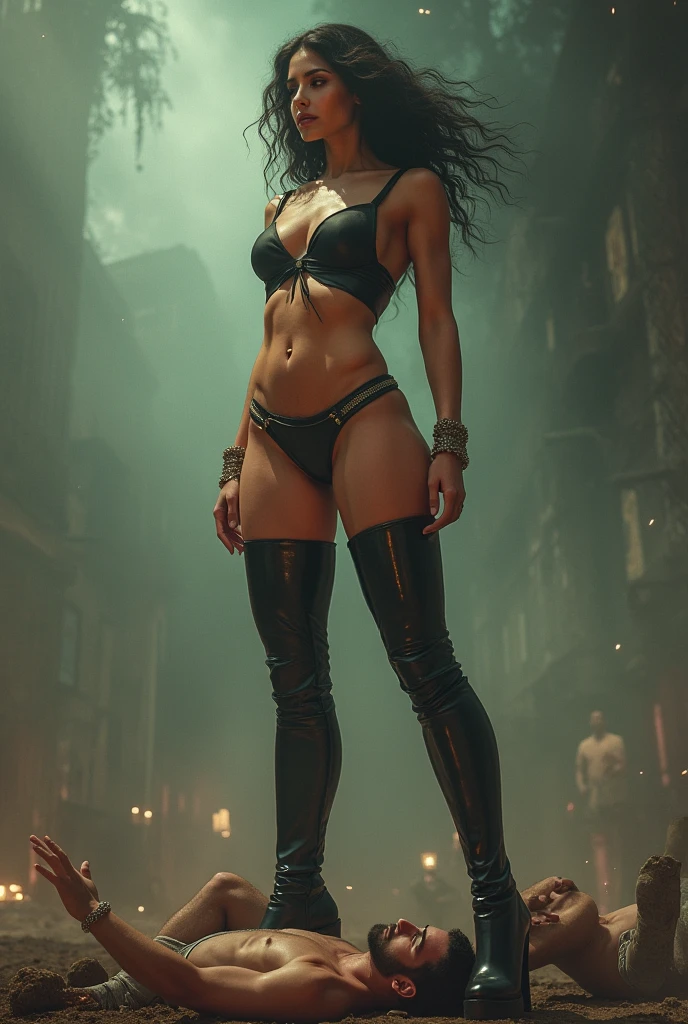 sexy giantess women in high boots crush
little men under her boots