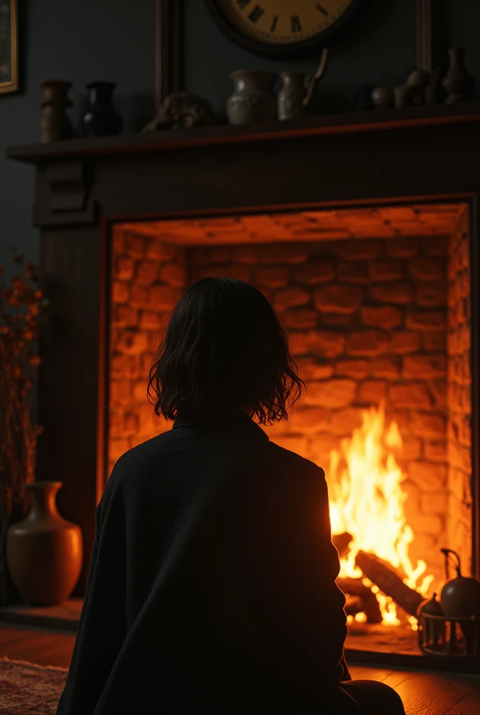 One looking at a fire 