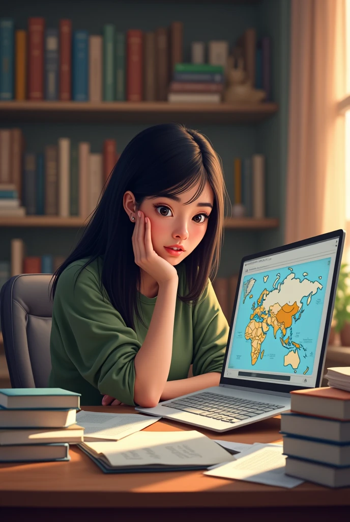 Kazakh girl preparing to UNT exam, study Geography with couse Geonline by Damir Samarkhanov
