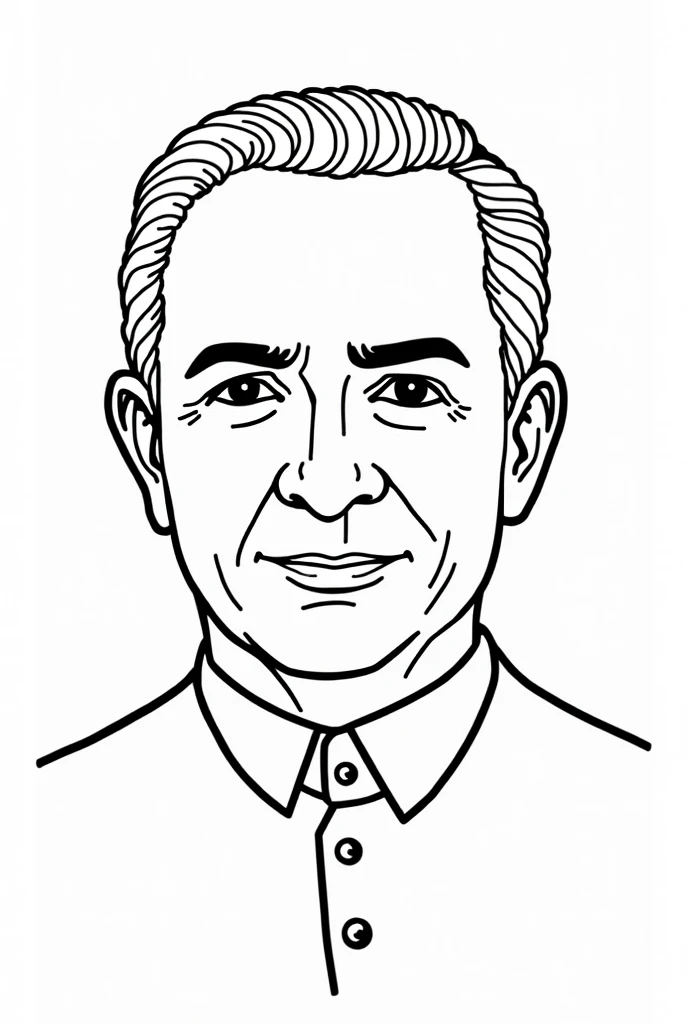 Make a drawing for a 4 year old to paint (that is, in black and white ) of Getúlio Vargas but that is only his face down