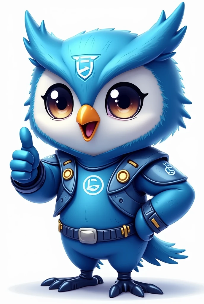 a cartoon character of a blue owl, app design, cyber suit, based on 's drawing, dd, transparent background, cryptocurrency, advanced digital chibi art, an eagle, plush mascot, sparky, humanoid form, artist interpretation, computer drawing, test screen, cryptopunk, toddl, the argo, adorable design, without background, cardboard cutout, locklegion, thumbs up