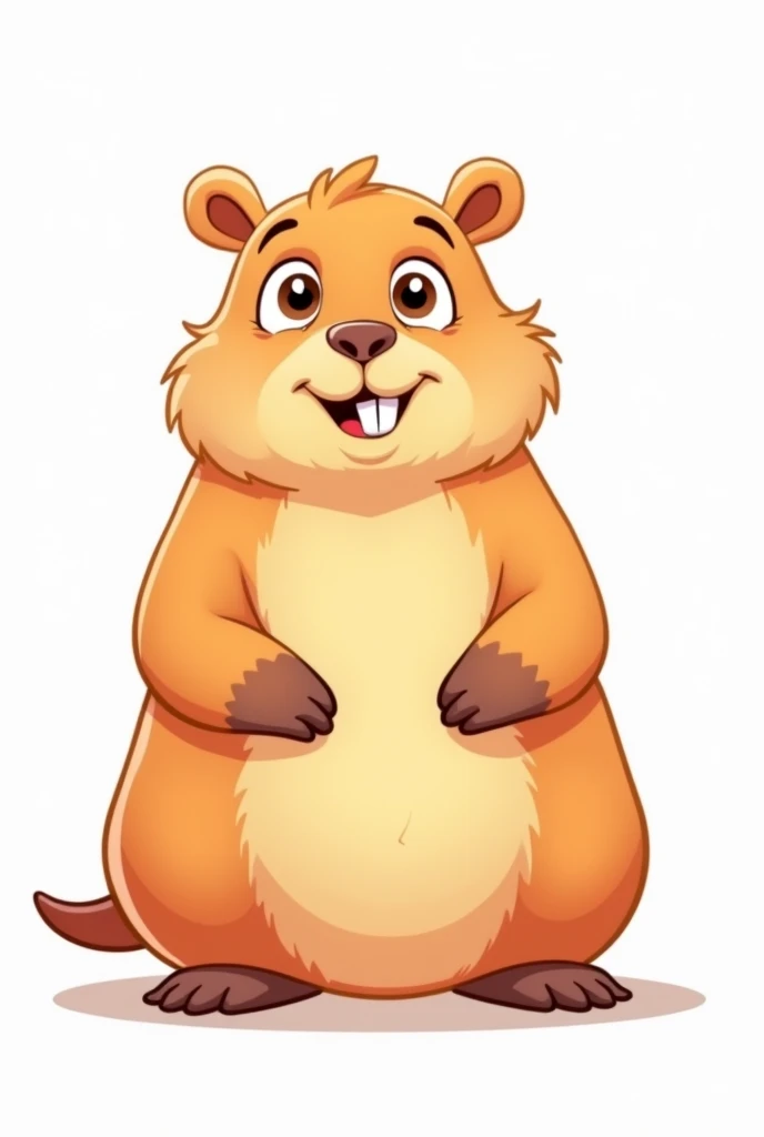 Create a symbol with the image of an animated capybara , that the image has a white background