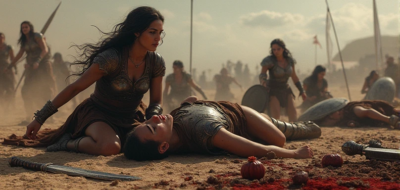 create defeated amazon warriors after a battle