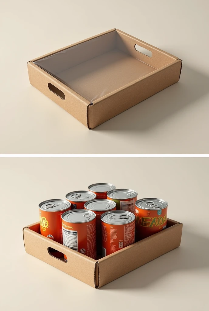 Cardboard tray for cans with shrink wrap