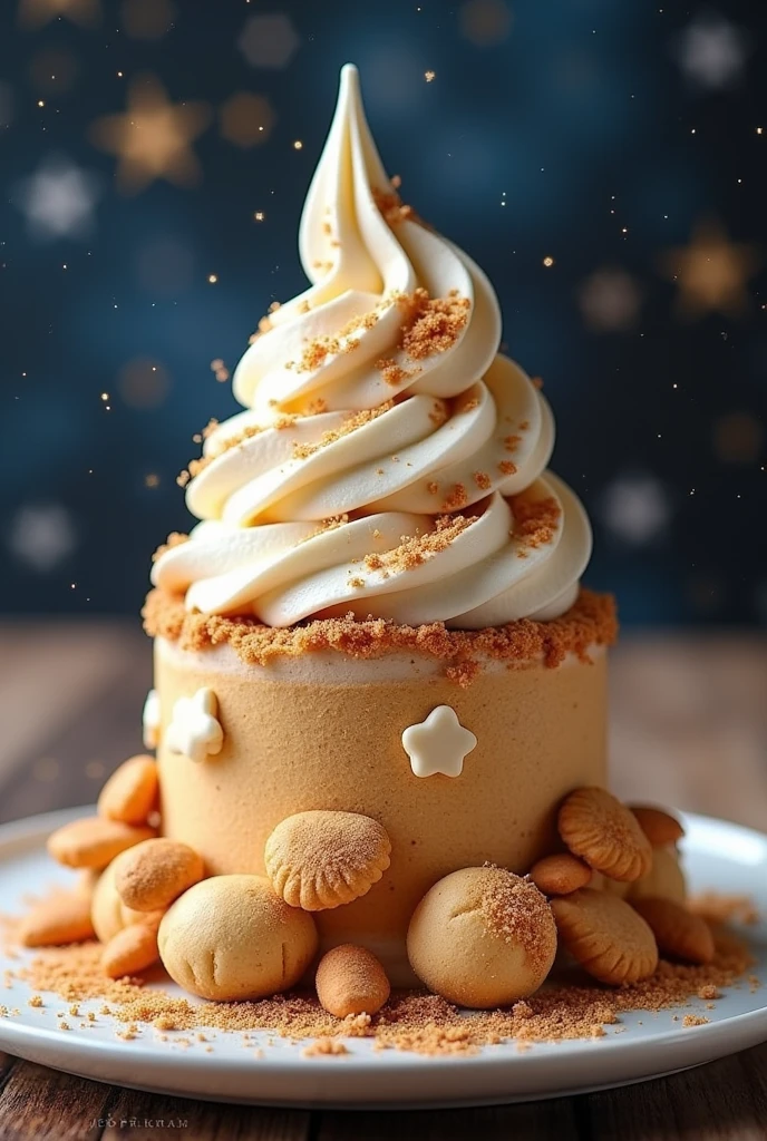 A fusion between ice cream, a cinnamon roll, a cake and a star-themed cookie.