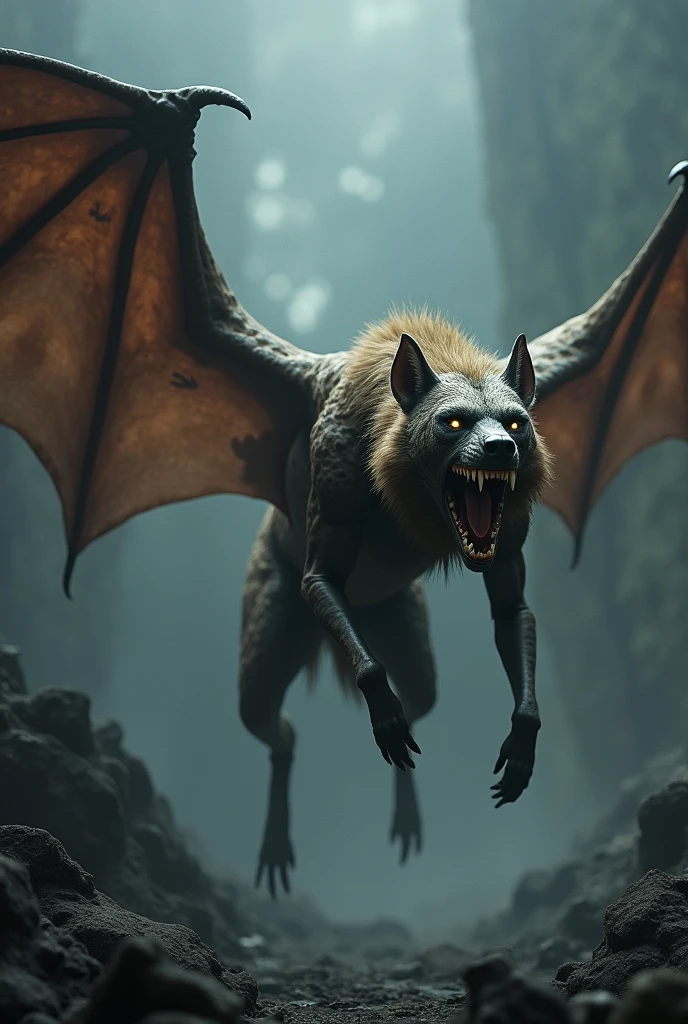 Hyena with bat
