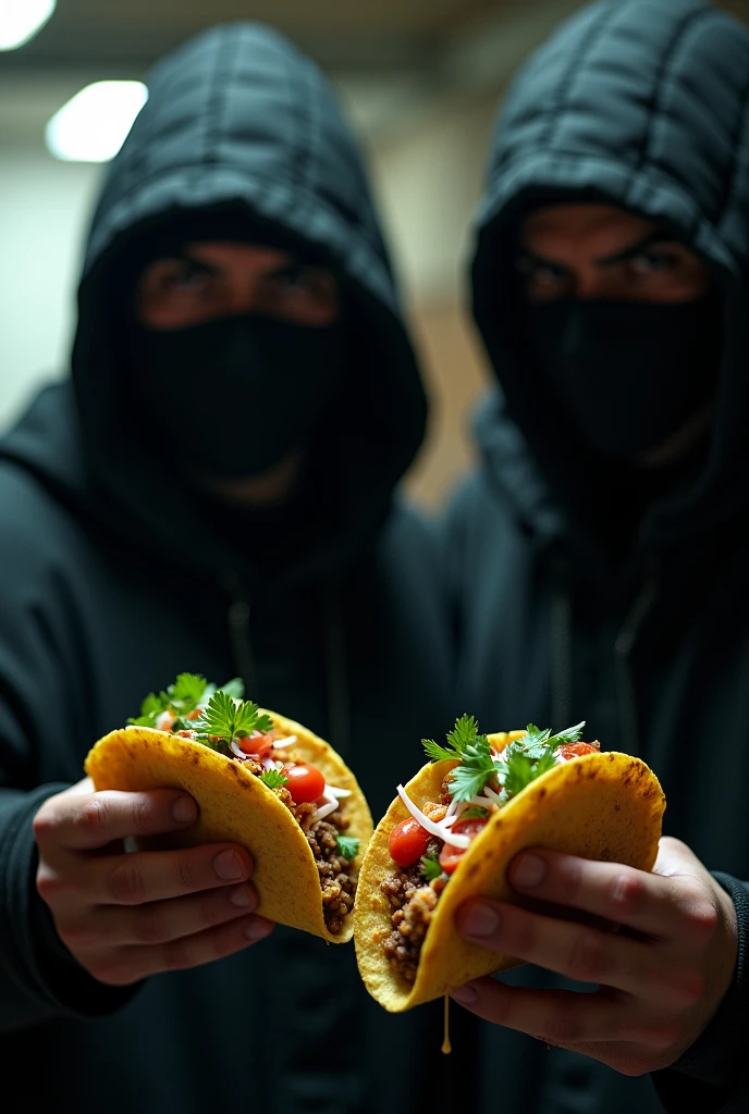 Put hitmen eating tacos