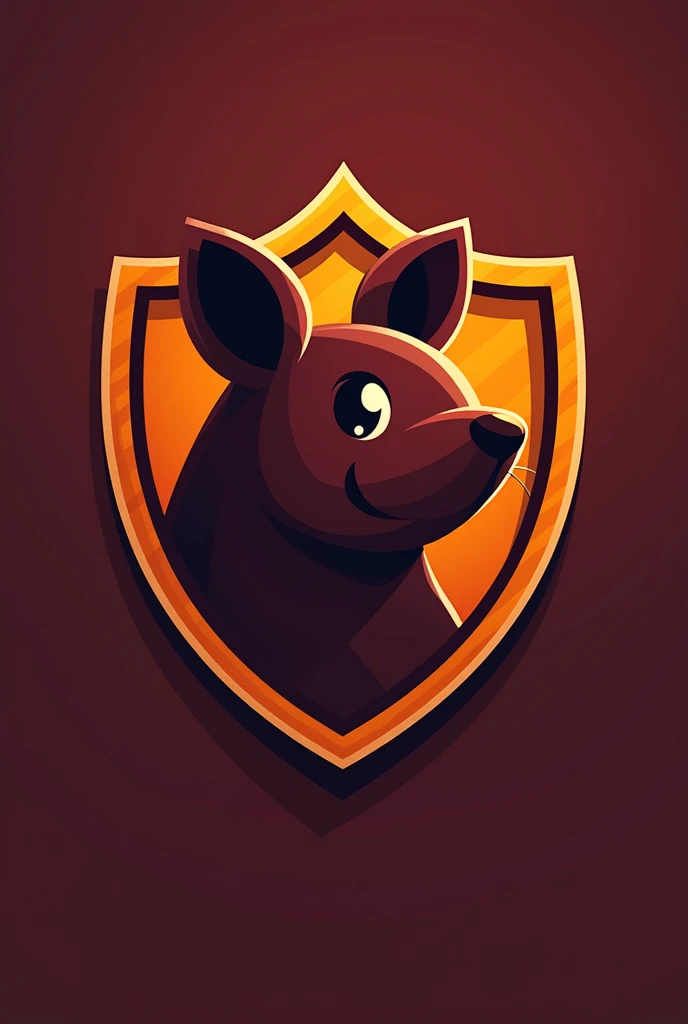 Football shield based on the silhouette of the face of the mole gigio and his ears whose club is called "The Beans FC" with burgundy as the main color and orange as the secondary color