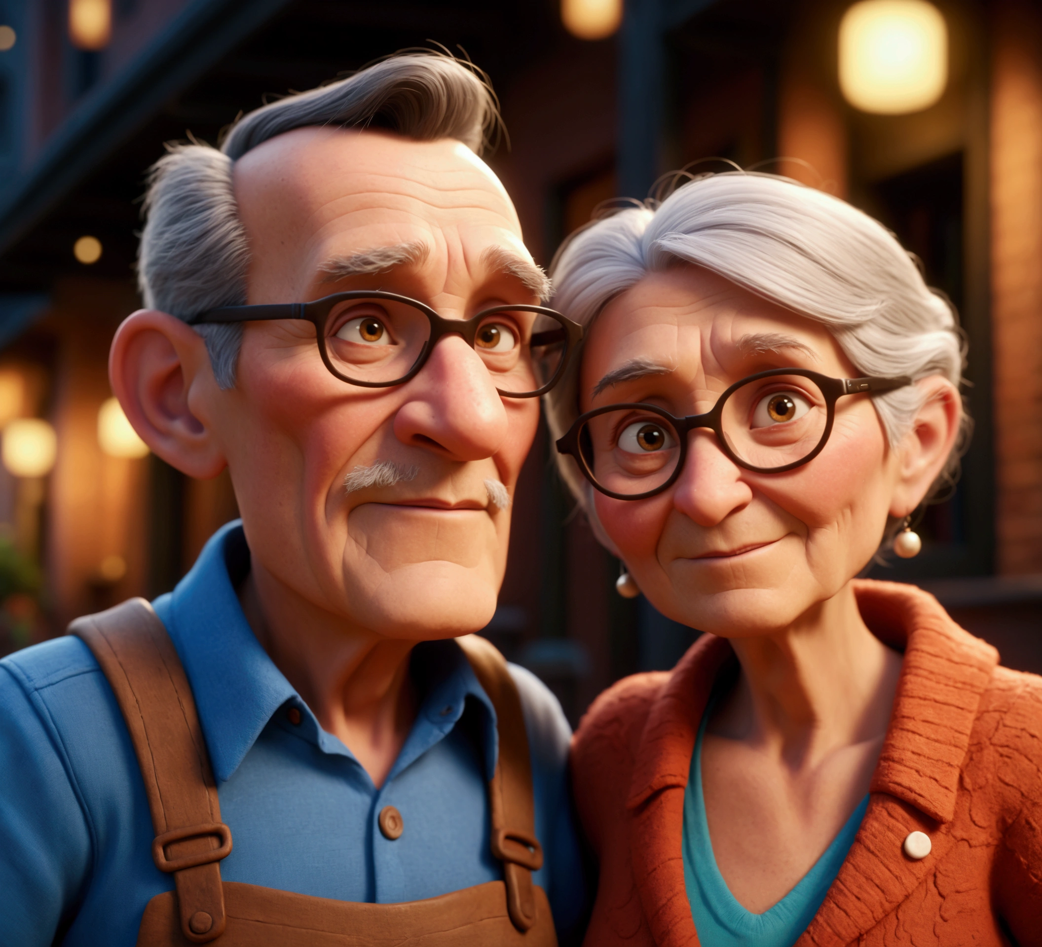 two old square, animated old people, stylized characters, animation style rendering, 3D stylized, Representation of Arnold Maya, Stylized 3D rendering, cartoon rendering screenshot, 3D character, 3D character, Stylized 3D rendering, 3d character rendering, cartoon character, Close-up character, Character pose, (pixar style) (master part:1.2) (bokeh) (Best Quality) (detailed skin) (detailed texture) (8k) (clay) (cinematic lighting) (sharp focus