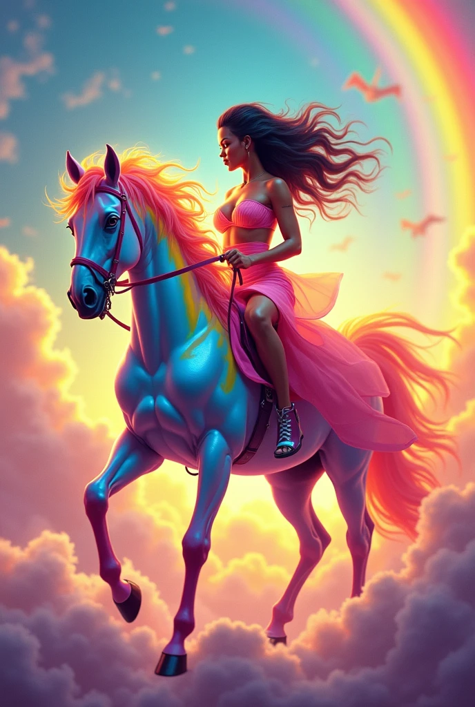 Rihanna on a raimbow horse