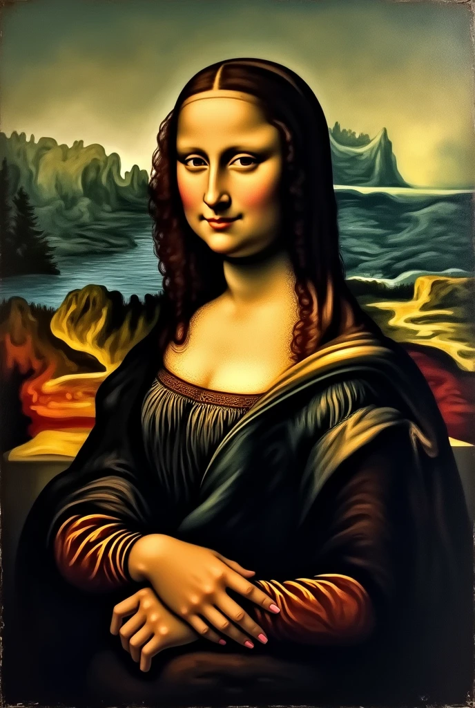 An image of a famous work of art, like the Mona Lisa, or a beautiful natural landscape like a sunset on the beach.