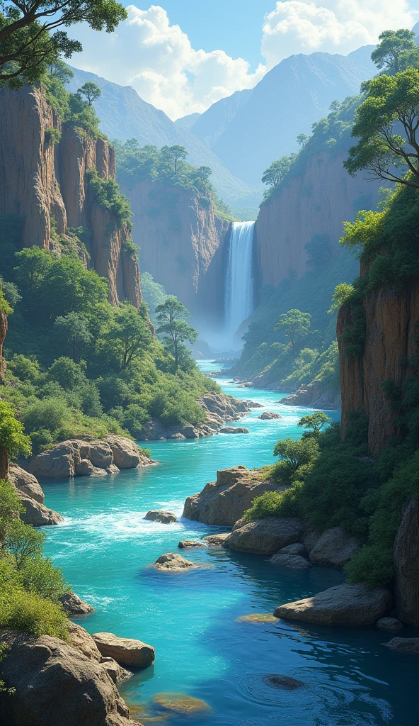 Help me draw four different pictures of rivers