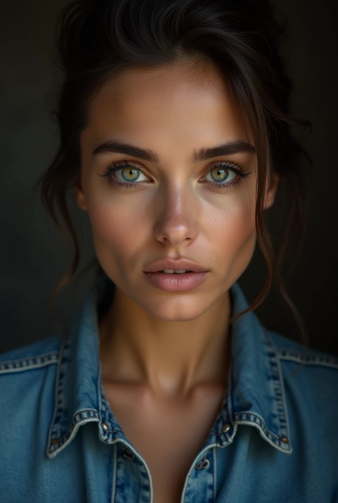 A close up of a women in denim