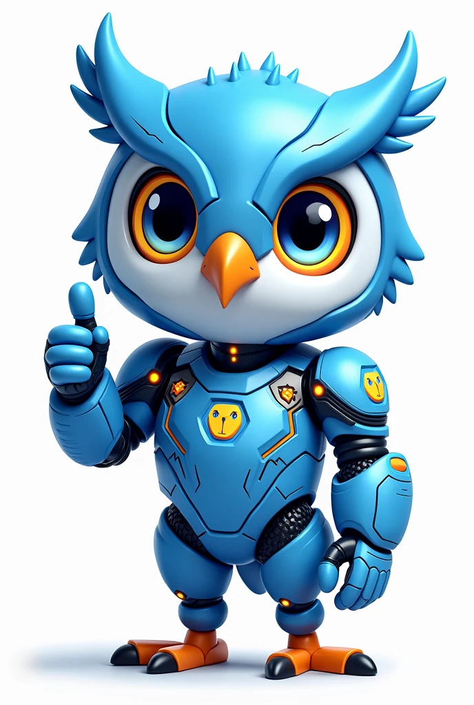 a cartoon character of a blue robot owl, app design, cyber suit, based on child's drawing, dd, transparent background, cryptocurrency, advanced digital chibi art, an eagle, plush mascot, sparky, humanoid form, artist interpretation, computer drawing, test screen, cryptopunk, toddler, the argo, adorable design, without background, cardboard cutout, locklegion, thumbs up