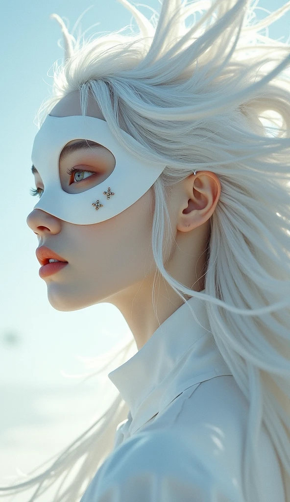 a close-up of a woman with white hair and a white mask, beautiful character painting, Guweiz, artwork in the style of guweiz, white haired deity, by Yang J, epic and exquisite character art, stunning character art, por Fan Qi, por Wuzhun Shifan, guweiz on pixiv artstation