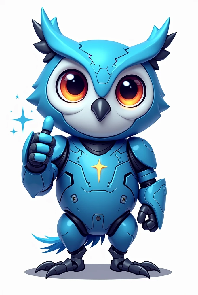 a cartoon character of a blue robot owl, app design, cyber suit, based on 's drawing, dd, transparent background, cryptocurrency, advanced digital chibi art, an eagle, plush mascot, sparky, humanoid form, artist interpretation, computer drawing, test screen, cryptopunk, toddl, the argo, adorable design, without background, cardboard cutout, locklegion, thumbs up