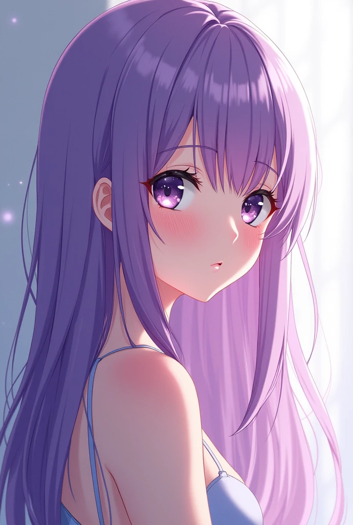 Anime girl long purple hair
