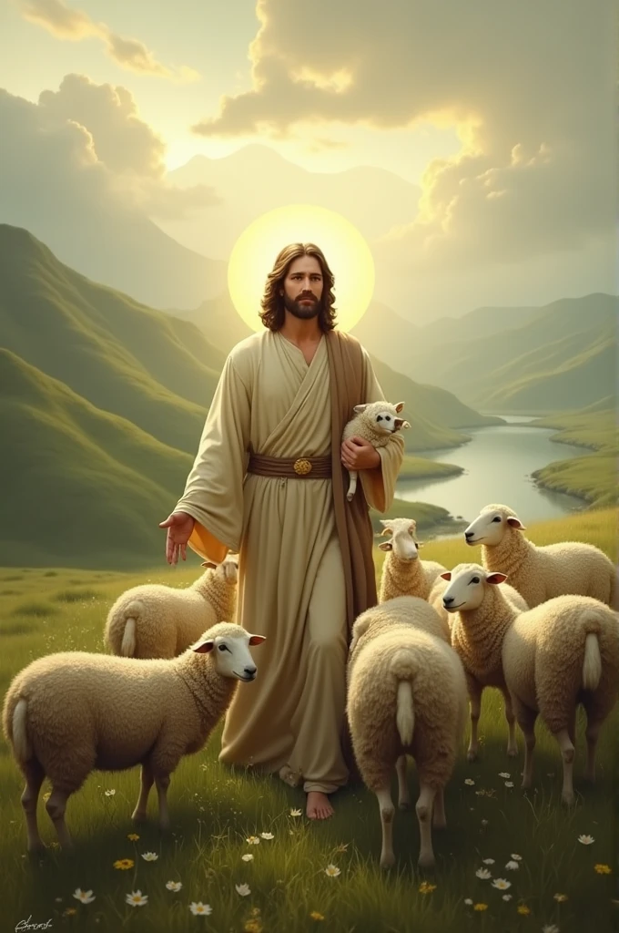 create image of jesus, the Good Shepherd.