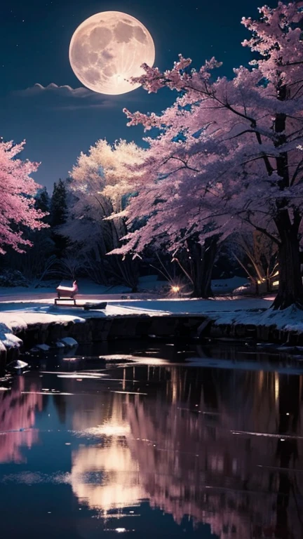 Pink Hair。Playing the grand piano。Moonlight。Enchanted。stylish place。
