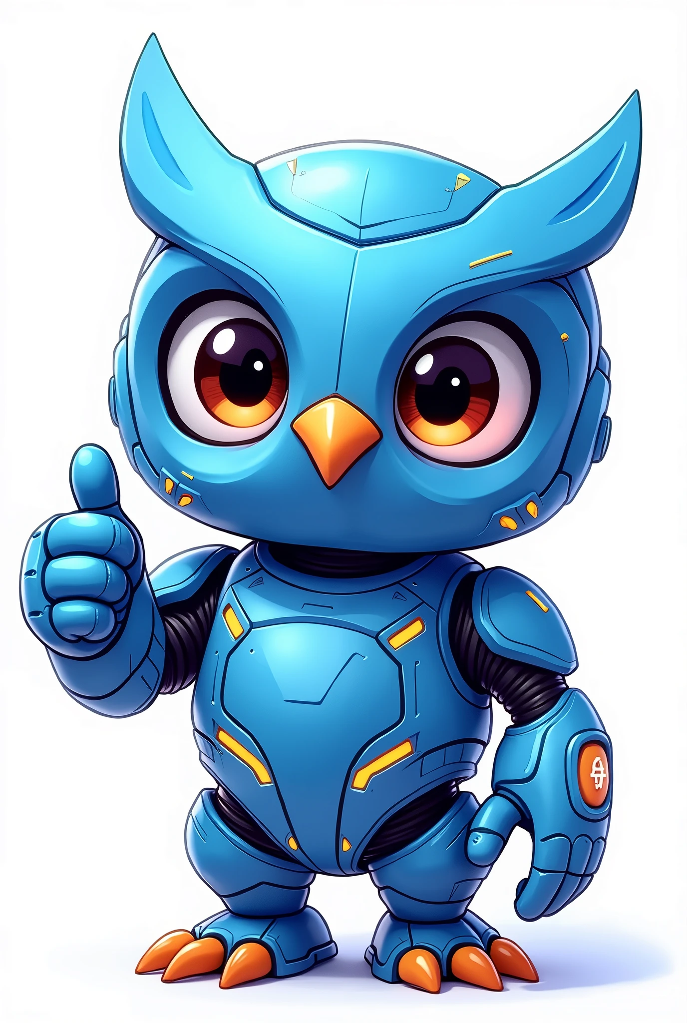 a cartoon character of a blue robot owl, app design, cyber suit, based on child's drawing, dd, transparent background, cryptocurrency, advanced digital chibi art, an eagle, plush mascot, sparky, humanoid form, artist interpretation, computer drawing, test screen, cryptopunk, toddler, the argo, adorable design, without background, cardboard cutout, locklegion, thumbs up