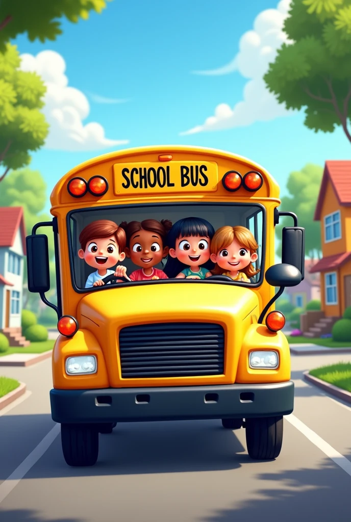 Bus and beautiful kids